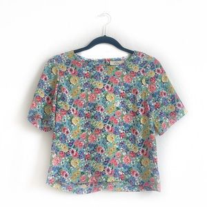 Nordstrom Floral Peak-a-boo Back Tee